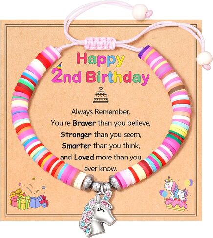 Lanqueen Unicorn Birthday Bracelet for 2-8 Year Old Girls Colorful Charm Bracelet Jewelry for Girls Daughter Granddaughter Niece in Saudi Arabia