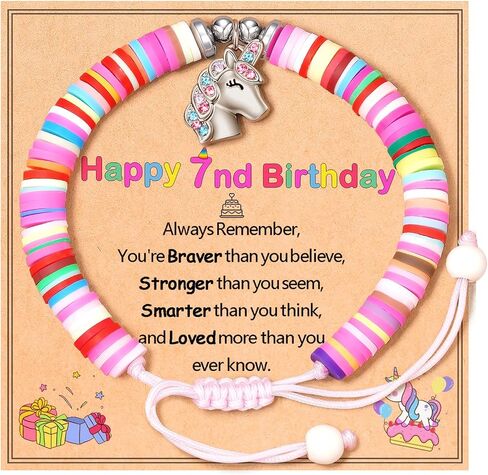 Lanqueen Unicorn Birthday Bracelet for 2-8 Year Old Girls Colorful Charm Bracelet Jewelry for Girls Daughter Granddaughter Niece in Saudi Arabia