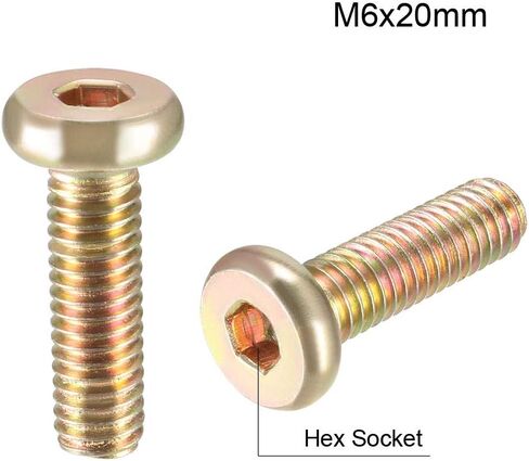 uxcell M6x16mm Furniture Screw Hex Socket Machine Screws Zinc Plated Fasteners Bolts Full Thread Carbon Steel 20Pcs in Saudi Arabia