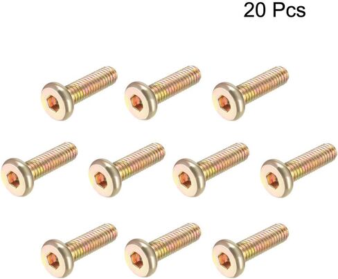 uxcell M6x16mm Furniture Screw Hex Socket Machine Screws Zinc Plated Fasteners Bolts Full Thread Carbon Steel 20Pcs in Saudi Arabia