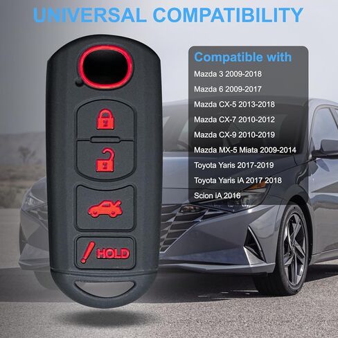غطاء مفتاح فوب من مطاط السيليكون متوافق مع 2009-2019 Mazda 3 6 CX-5 CX-7 CX-9 MX-5 Miata Toyota Yaris iA Scion iA-RED in Kuwait