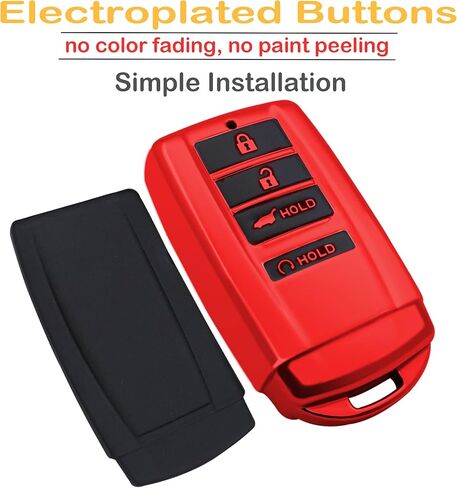 لحقيبة غطاء Acura Key fob، مع سلسلة مفاتيح تناسب MDX RDX RLX ILX TLX ملحقات السيارة الذكية عن بعد، حافظة مفاتيح ناعمة من مادة TPU، 4 أزرار (أحمر) in Saudi Arabia