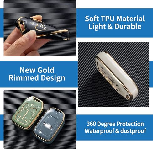 متوافق مع غطاء GMC Key Fob مع حبل جلدي، غطاء حماية لمفتاح السيارة لعام 2019-2022 GMC Sierra 1500 2500HD 3500HD Terrain Acadia جهاز التحكم عن بعد الذكي، أبيض in Kuwait
