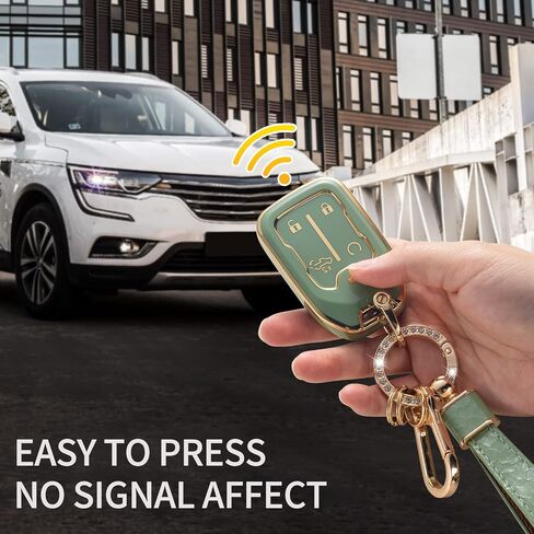 متوافق مع غطاء GMC Key Fob مع حبل جلدي، غطاء حماية لمفتاح السيارة لعام 2019-2022 GMC Sierra 1500 2500HD 3500HD Terrain Acadia جهاز التحكم عن بعد الذكي، أبيض in Kuwait