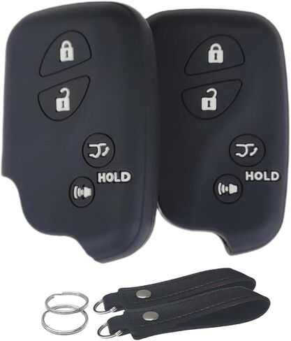 Silicone Key Fob Cover Remote Keyless Case Protector Compatible with Lexus CT200h ES350 GS300 GS350 GS430 GS450h GS460 IS F IS250 IS350 LS460 LS600h LX570 RX350 2005-2017 (4 Buttons Black Pink) in Kuwait