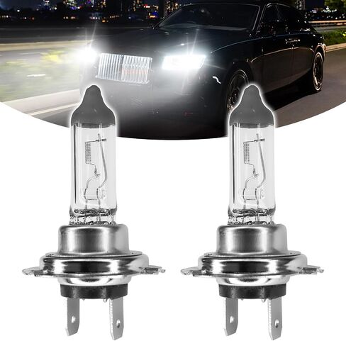 H4 Headlight Bulb 12V 55W Halogen Bulb, 2PCS Low Beam High Beam Fog Light Quartz Lamp Replacement, Car Xenon White Plug and Play Headlight Bulbs Driving Light Bulb in Saudi Arabia