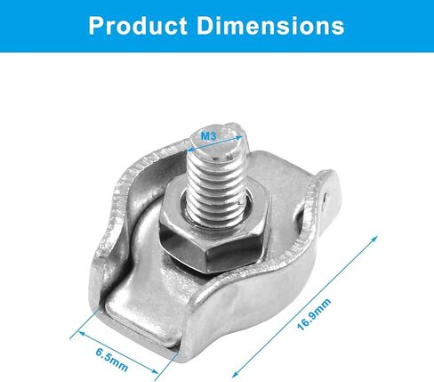 12Pcs M5 Simplex Clamps Wire Rope Clip Cable Clamps - 304 Stainless Steel - Single Bolt Cable Clips Clamp Fastener for 3/16 Inch Diameter Wire Rope in Saudi Arabia