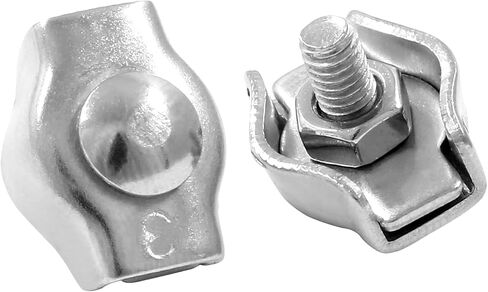 12Pcs M5 Simplex Clamps Wire Rope Clip Cable Clamps - 304 Stainless Steel - Single Bolt Cable Clips Clamp Fastener for 3/16 Inch Diameter Wire Rope in Saudi Arabia
