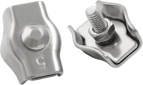 12Pcs M5 Simplex Clamps Wire Rope Clip Cable Clamps - 304 Stainless Steel - Single Bolt Cable Clips Clamp Fastener for 3/16 Inch Diameter Wire Rope in Kuwait