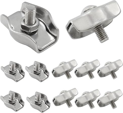 12Pcs M5 Simplex Clamps Wire Rope Clip Cable Clamps - 304 Stainless Steel - Single Bolt Cable Clips Clamp Fastener for 3/16 Inch Diameter Wire Rope in Kuwait