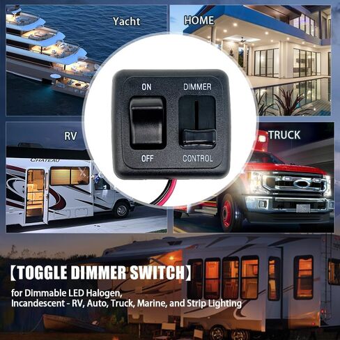 مفتاح تبديل RV 12V DC مع تحكم عالي الجانب في الإضاءة الخافتة لهالوجين LED قابل للتعتيم، ساطع - RV، السيارات، الشاحنات، البحرية، وإضاءة الشريط in Kuwait