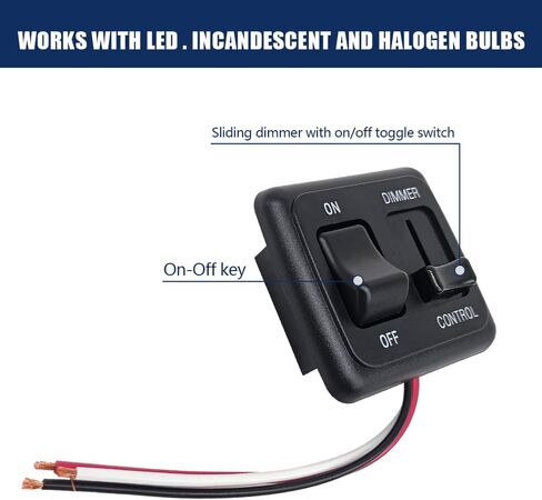 مفتاح تبديل RV 12V DC مع تحكم عالي الجانب في الإضاءة الخافتة لهالوجين LED قابل للتعتيم، ساطع - RV، السيارات، الشاحنات، البحرية، وإضاءة الشريط in Kuwait