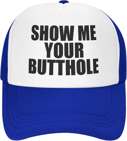 أرني Your Butthole قبعة مضحكة للجنسين قبعات سائقي الشاحنات الكبار قبعة صيد قابلة للتعديل قبعات رياضية كلاسيكية باللون الأسود in Kuwait