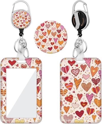 حامل شارة، بكرة شارة مع مشبك حزام دوار، بكرة شديدة التحمل قابلة للسحب، حامل شارة هوية منزلق، حافظة بطاقات بلاستيكية عمودية لموظفي مكتب المعلم والممرضة (زهور لطيفة) in Kuwait