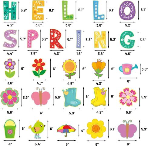 Hello Spring Bulletin Board Decoration Cutouts 52Pcs Springtime Mix Flower Cut-Outs for Party and Classroom in Saudi Arabia
