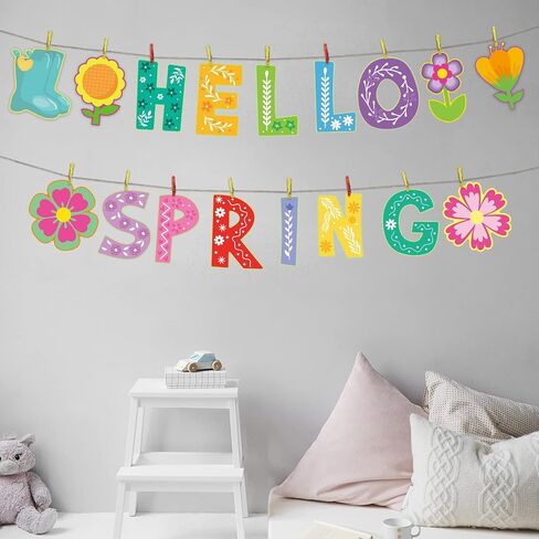 Hello Spring Bulletin Board Decoration Cutouts 52Pcs Springtime Mix Flower Cut-Outs for Party and Classroom in Saudi Arabia