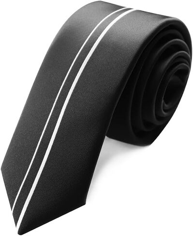 2.17'' Slim Ties for Men 5.5CM Skinny Fancy Designer Necktie Black Red White Blue Positioning Stripe Line Tie in Saudi Arabia