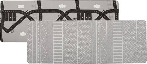 Ruggish Cali Play Runner Rug 5.9 x 2.1 ft - Soft Cushion Reversible Baby Kids Playmat + Interactive Play Map + Waterproof (Grey) in Saudi Arabia
