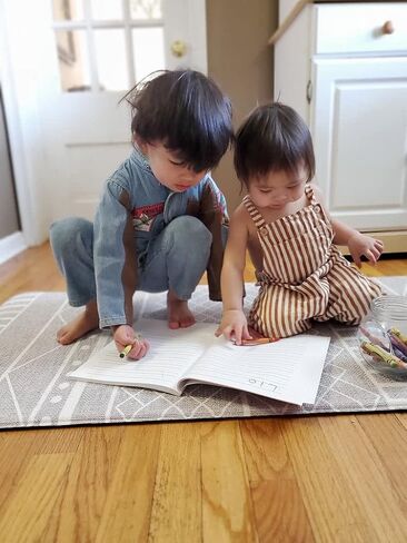 Ruggish Cali Play Runner Rug 5.9 x 2.1 ft - Soft Cushion Reversible Baby Kids Playmat + Interactive Play Map + Waterproof (Grey) in Saudi Arabia