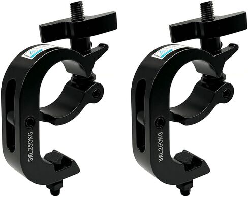 2 حزمة تروس المشبك المرحلة المشبك، قسط سبائك الألومنيوم DJ ضوء المشابك، الثقيلة 550 رطل، يصلح ل 45-51mm (1.77-2 ") OD أنبوب / الأنابيب، LED PAR DJ البقع أضواء تتحرك رئيس شعاع بقعة المشابك، TUV معتمد in Kuwait