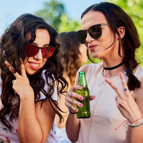 Dollger Oversized Trendy Retro Aviator Sunglasses for Women, Light-Tinted Round-Frame Sunglasses, 100% UV Protection for Driving, Riding, Beach, and Travel in Saudi Arabia