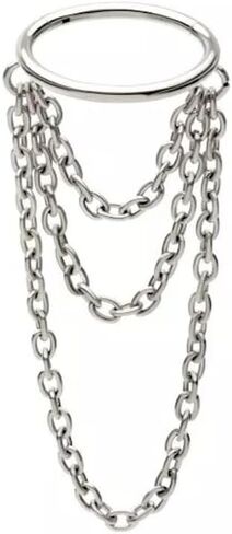 Pierced Owl 18GA 316L Stainless Steel Triple Dangling Chains Side Facing Hinged Segment Clicker Ring in Saudi Arabia