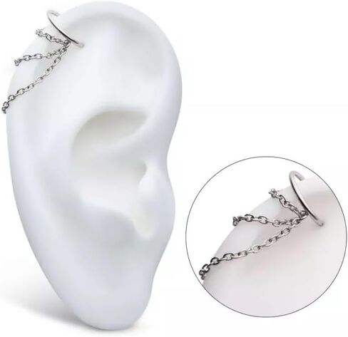 Pierced Owl 18GA 316L Stainless Steel Triple Dangling Chains Side Facing Hinged Segment Clicker Ring in Saudi Arabia