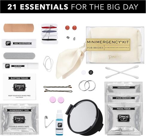 مجموعة أدوات Pinch Provisions Minimergency للعرائس، تتضمن 21 عنصرًا أساسيًا يجب اقتناؤه لليوم الكبير، وحقيبة مضغوطة ومتعددة الوظائف بسحاب، ومجموعة بقاء مثالية لفريق العروس in Saudi Arabia