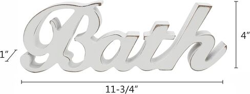 CVHOMEDECO. Rustic Vintage Wooden Words Sign Free Standing Bath, Bathroom/Home Wall/Door Decoration Art (Distressed White 1) in Saudi Arabia