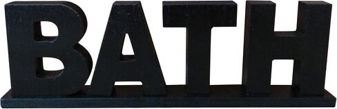 CVHOMEDECO. Rustic Vintage Wooden Words Sign Free Standing Bath, Bathroom/Home Wall/Door Decoration Art (Distressed White 1) in Saudi Arabia
