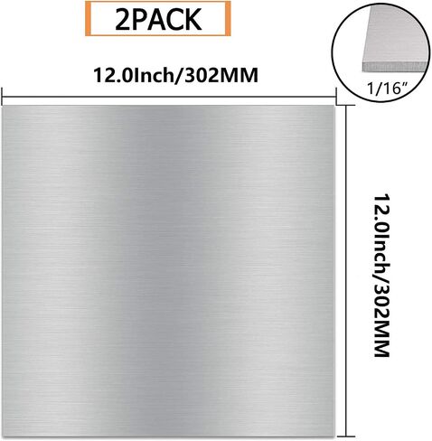 CEE 2Pack 6061 T651 Aluminum Sheet Metal 12 x 12 x 116(0.06 inch) Inch Flat Plain Aluminum Plate Covered with Protective Film, Rectangle Aluminum Metal Plate for Crafting, DIY, 1.5mm Thick in Saudi Arabia