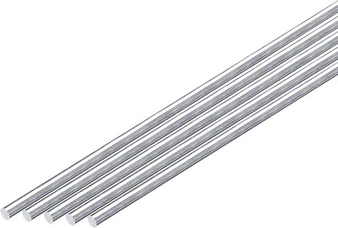 10 قطع من Uxcell 3/16 بوصة (4 مم) قضيب ألومنيوم دائري بقطر 12 بوصة (305 مم) طويل 6061 قضيب ألومنيوم مستدير مخرطة صلبة لصناعة البناء والحرف اليدوية in Kuwait