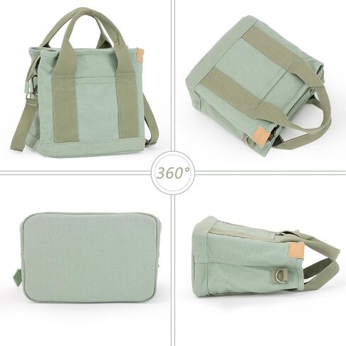 Small Cute Canvas Tote Bag Multiple Pockets Crossbody Shoulder Bag Casual Satchel Hobo Handbag Messenger Purse in Saudi Arabia