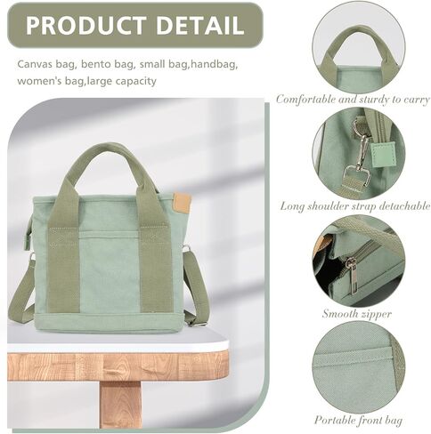 Small Cute Canvas Tote Bag Multiple Pockets Crossbody Shoulder Bag Casual Satchel Hobo Handbag Messenger Purse in Saudi Arabia