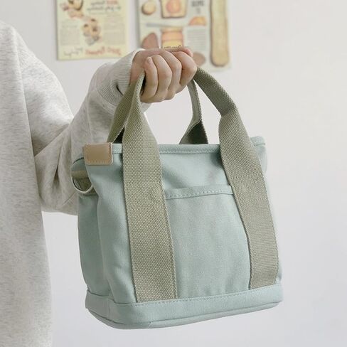 Small Cute Canvas Tote Bag Multiple Pockets Crossbody Shoulder Bag Casual Satchel Hobo Handbag Messenger Purse in Saudi Arabia