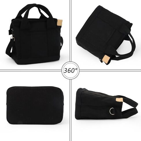 Small Cute Canvas Tote Bag Multiple Pockets Crossbody Shoulder Bag Casual Satchel Hobo Handbag Messenger Purse in Saudi Arabia
