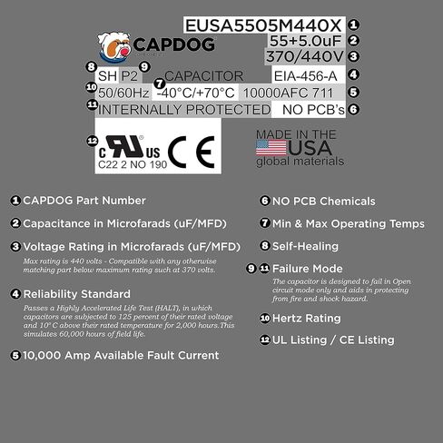 صنعت الولايات المتحدة الأمريكية 55+5 فائق التوهج 55/5 (MFD) 370 فولت أو 440VAC استبدال مكثف مستدير مزدوج التشغيل لـ 97F9839 Z97F9839 97F9839BZ3 97F9839BX Z97F9815 97F9815 89M93 89M9301 47K38 47K3801 و المزيد in Kuwait