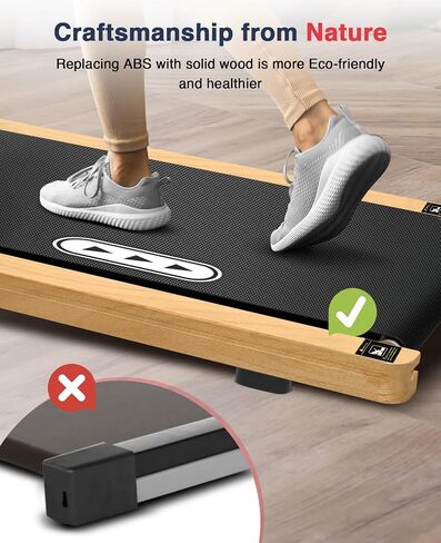 REDLIRO Walking Pad Treadmill with Incline - Wood Under Desk Treadmill for Office Home - Mini Treadmills with 265lbs Capacity - Portable Compact Jogging Machine with Remote Control - Installation-Free in Saudi Arabia