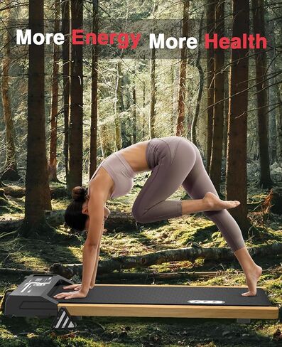 REDLIRO Walking Pad Treadmill with Incline - Wood Under Desk Treadmill for Office Home - Mini Treadmills with 265lbs Capacity - Portable Compact Jogging Machine with Remote Control - Installation-Free in Saudi Arabia