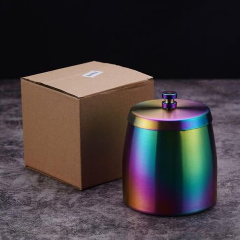 منفضة سجائر مع غطاء من الفولاذ المقاوم للصدأ الذي لا يدخن، منافض سجائر مقاومة للرياح ومضادة للرائحة للاستخدام الخارجي في الفناء المنزلي والمكتب عديم الرائحة (قوس قزح) in Kuwait