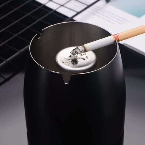 منفضة سجائر مع غطاء من الفولاذ المقاوم للصدأ الذي لا يدخن، منافض سجائر مقاومة للرياح ومضادة للرائحة للاستخدام الخارجي في الفناء المنزلي والمكتب عديم الرائحة (قوس قزح) in Kuwait