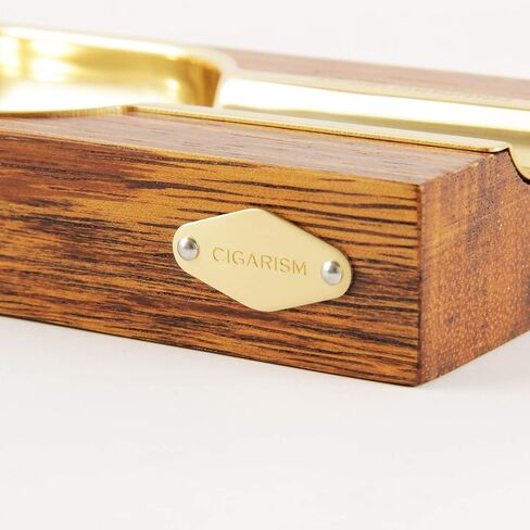 High-end Merbau Golden Copper Lined Cigar Ashtray (Brown) in Saudi Arabia