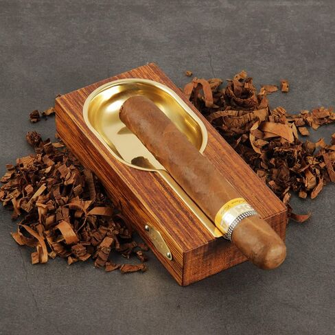 High-end Merbau Golden Copper Lined Cigar Ashtray (Brown) in Saudi Arabia