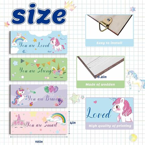 CLOMAY 4 Pieces Unicorn Rainbow Girls Room Decor, Unicorn Rainbow Motivational Wall Art for Kids Bedroom Decor, Bathroom Wall Decorations Nursery Dorm Ornaments in Saudi Arabia