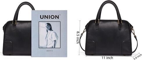 حقائب يد جلدية كلاسيكية بمقبض علوي للنساء محفظة كتف من جلد البقر مع حزام قابل للإزالة (1-أسود) متوسط in Kuwait