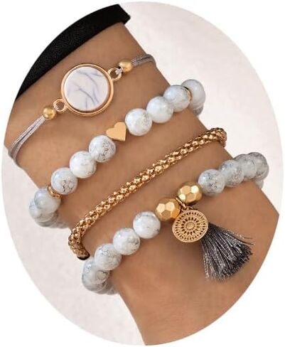 FUTIMELY Boho Layered Beaded Bracelets Set for Women Girls Adjustable Waterproof Handmade with Love Map Turtle Pineapple Bracelet Y2K Aesthetic Beach Jewelry in Saudi Arabia