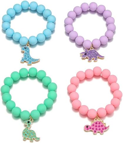 Cute Cartoon Dinosaur Beaded Strand Bracelet Lovely BFF Bracelets Set for Women Girls Adjustable Enamel Butterfly Kitty Cat Paw Heart Rainbow Charm Braided Bracelet Friendship Y2k Jewelry in Saudi Arabia