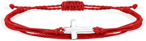 Handmade Cross Sideways Braided Colorful String Adjustable Rope Bangle Friendship Couple Bracelet Faith Hope Blessed Christmas Religious Lucky Jewelry for Women Men in Saudi Arabia