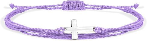 Handmade Cross Sideways Braided Colorful String Adjustable Rope Bangle Friendship Couple Bracelet Faith Hope Blessed Christmas Religious Lucky Jewelry for Women Men in Saudi Arabia