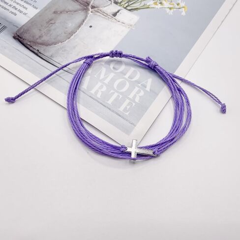 Handmade Cross Sideways Braided Colorful String Adjustable Rope Bangle Friendship Couple Bracelet Faith Hope Blessed Christmas Religious Lucky Jewelry for Women Men in Saudi Arabia